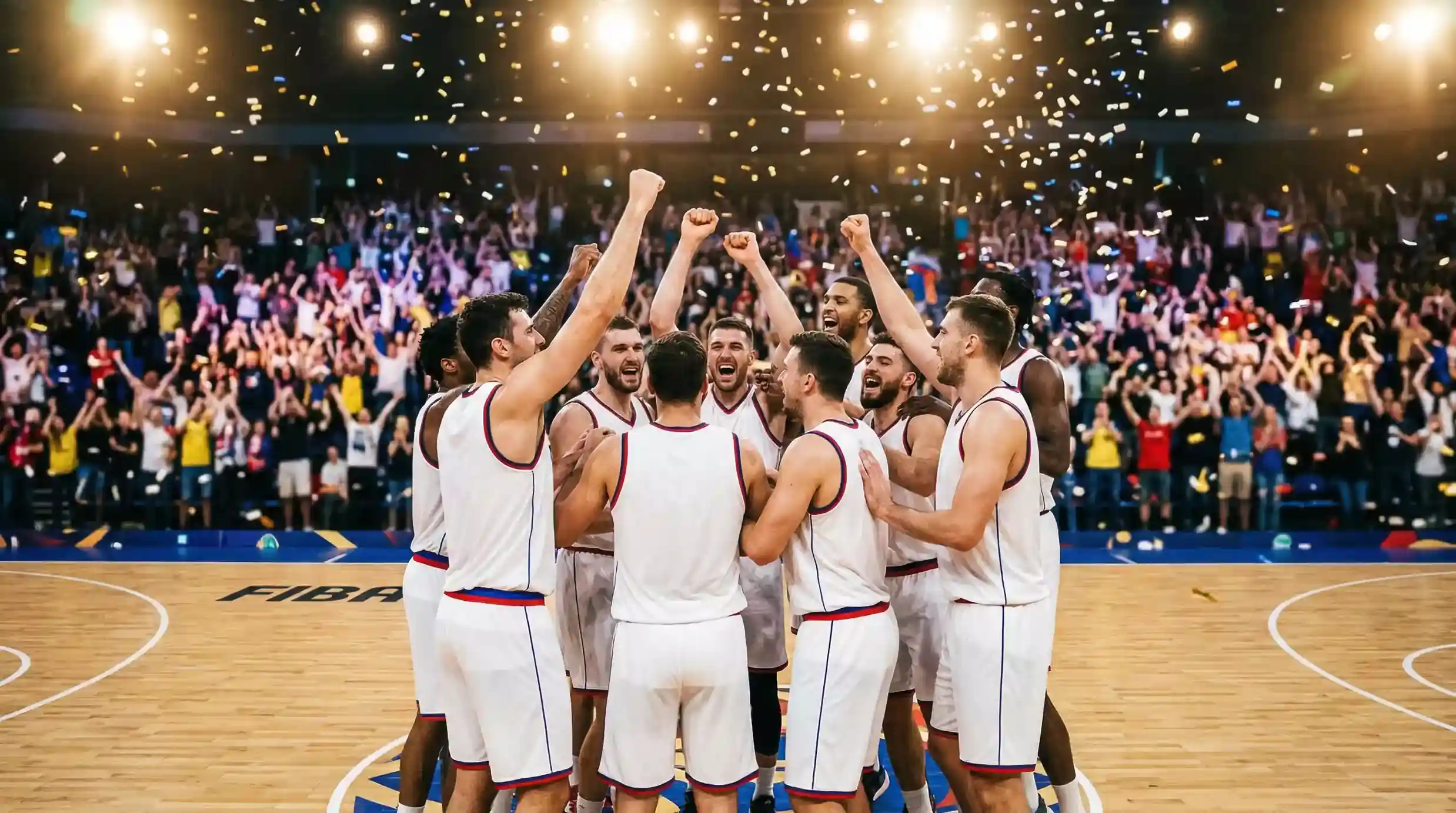 Jugadores de baloncesto ACB celebrando una victoria en los playoffs